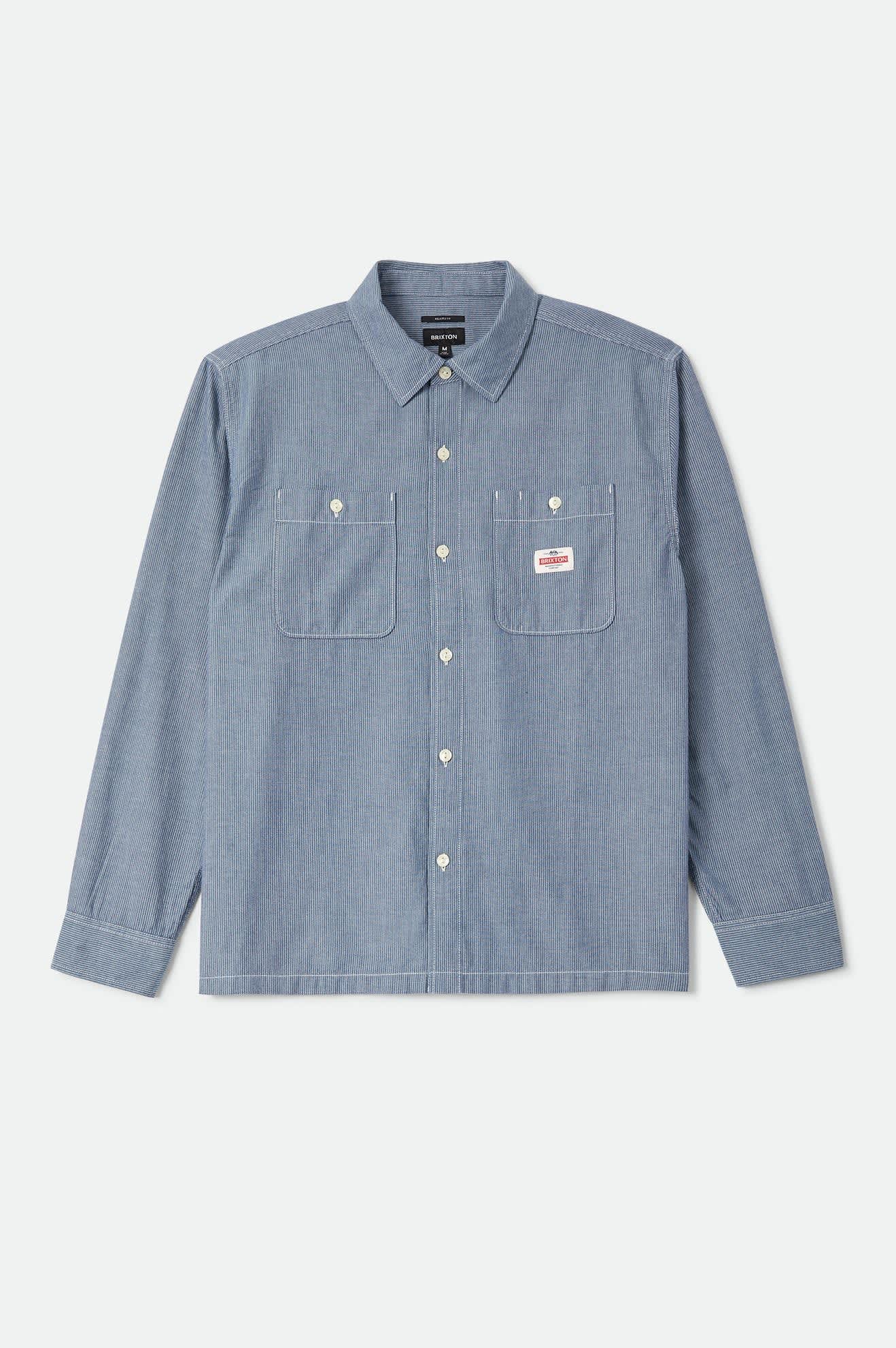 Trademark Long Sleeve Shirt - Blue Chambray Micro Stripe
