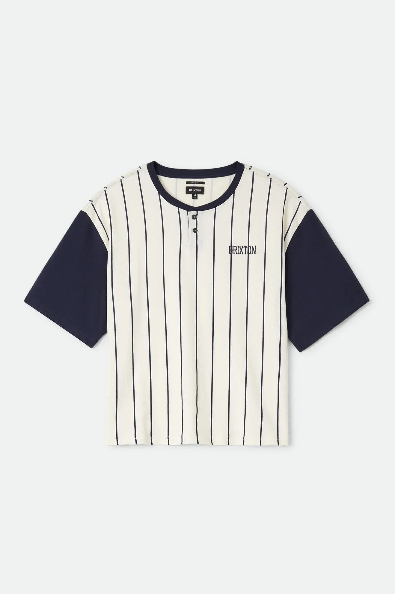 Boxy Baseball T-Shirt - Off White Stripe/Washed Navy
