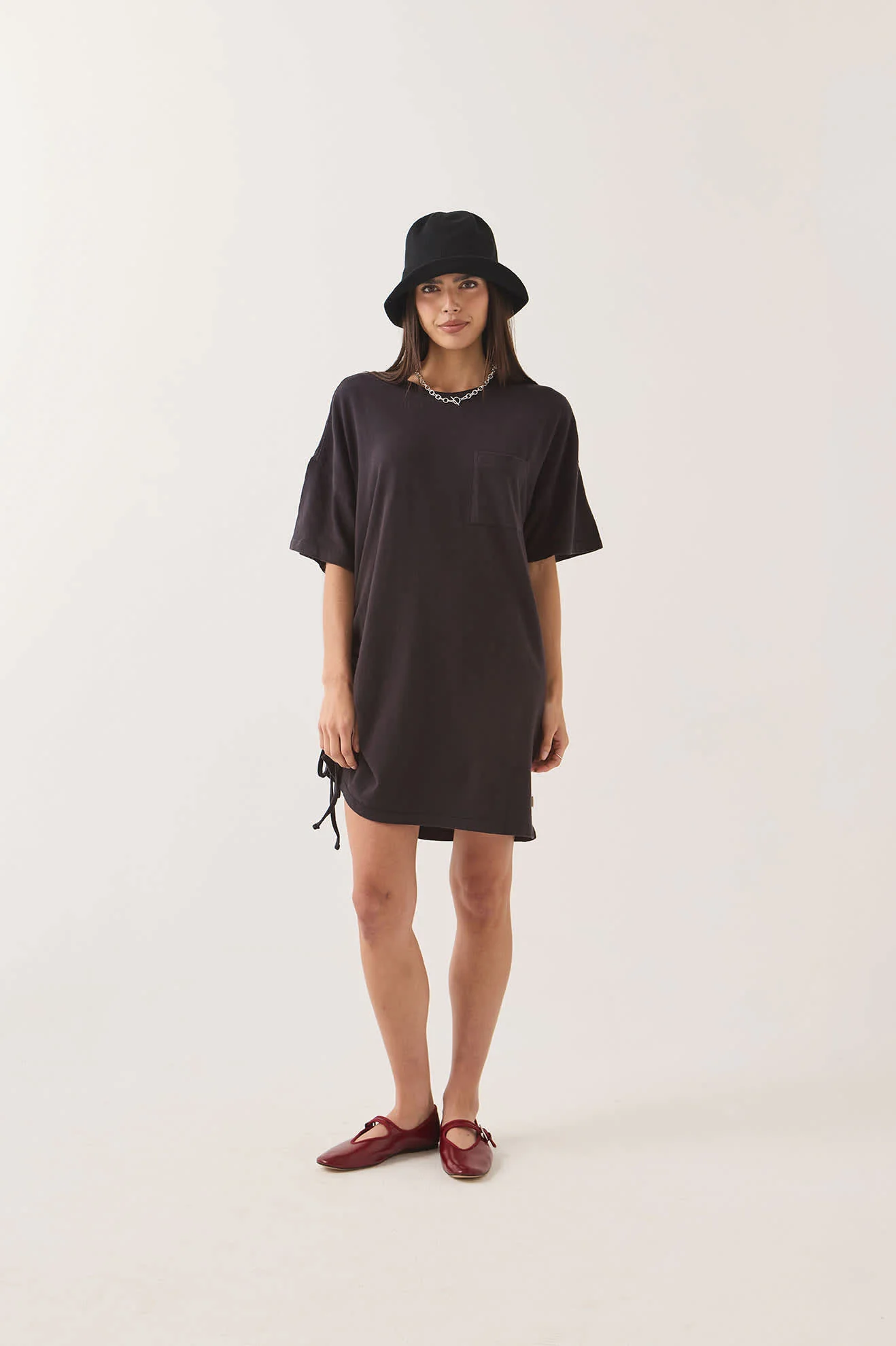 Carefree Organic Garment Dye T-Shirt Dress - Black