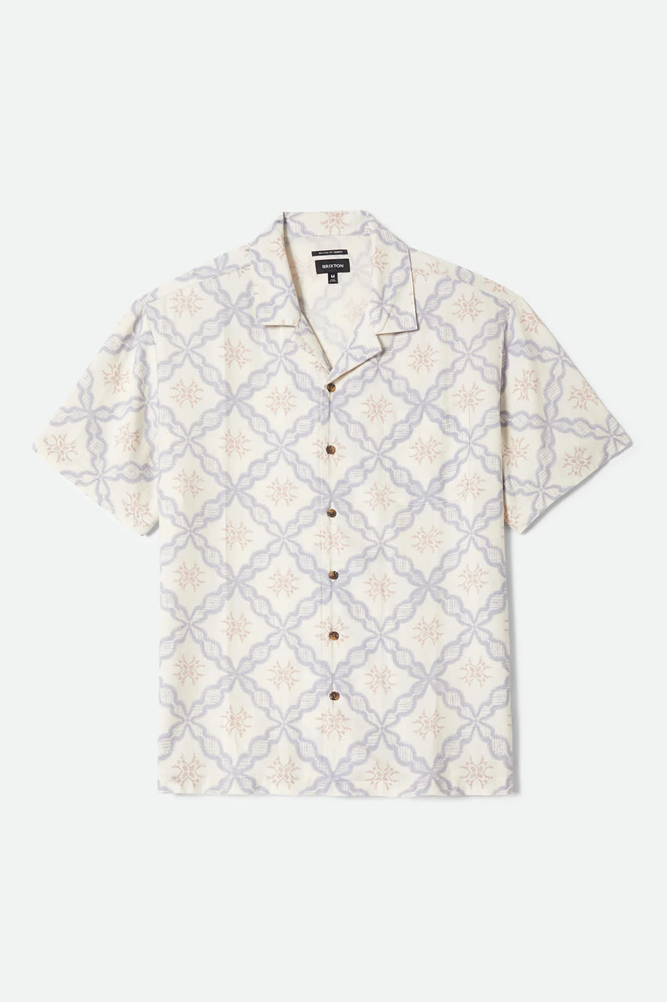 Bunker Slub Short Sleeve Shirt - Off White/Blue Tile