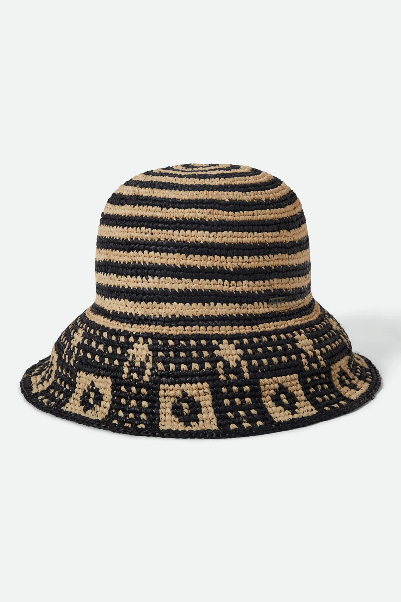 Redding Packable Straw Bucket Hat - Black/Natural