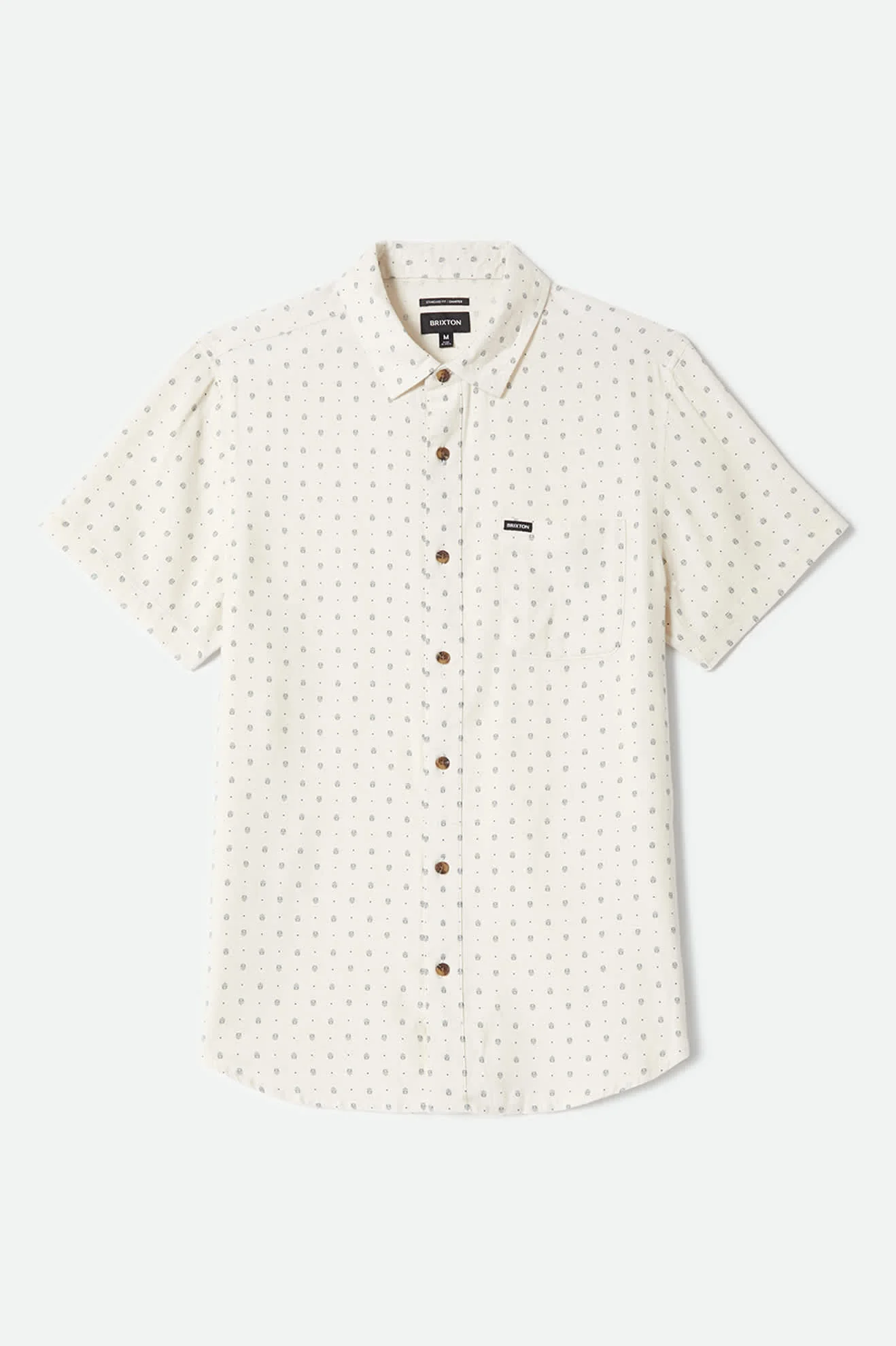 Charter Slub Short Sleeve Shirt - Off White Micro Geo