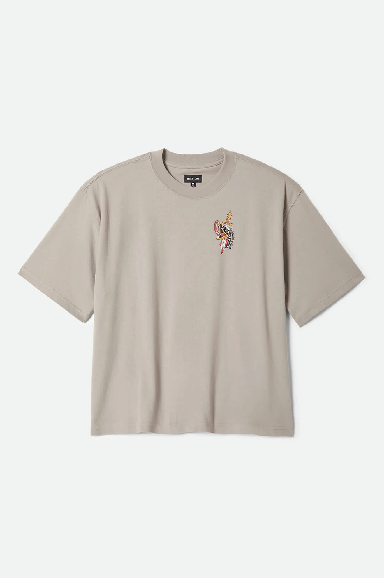 Sword Short Sleeve Boxed Crop T-Shirt - Pebble Stone