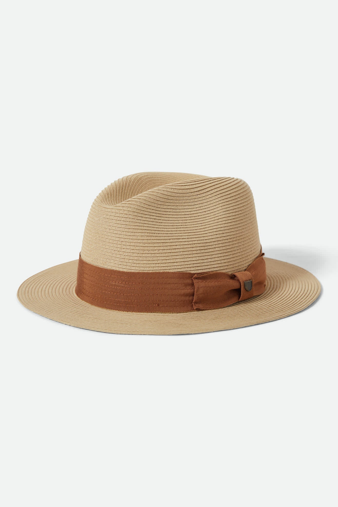Roma Straw Packable Fedora - Natural/Bronze
