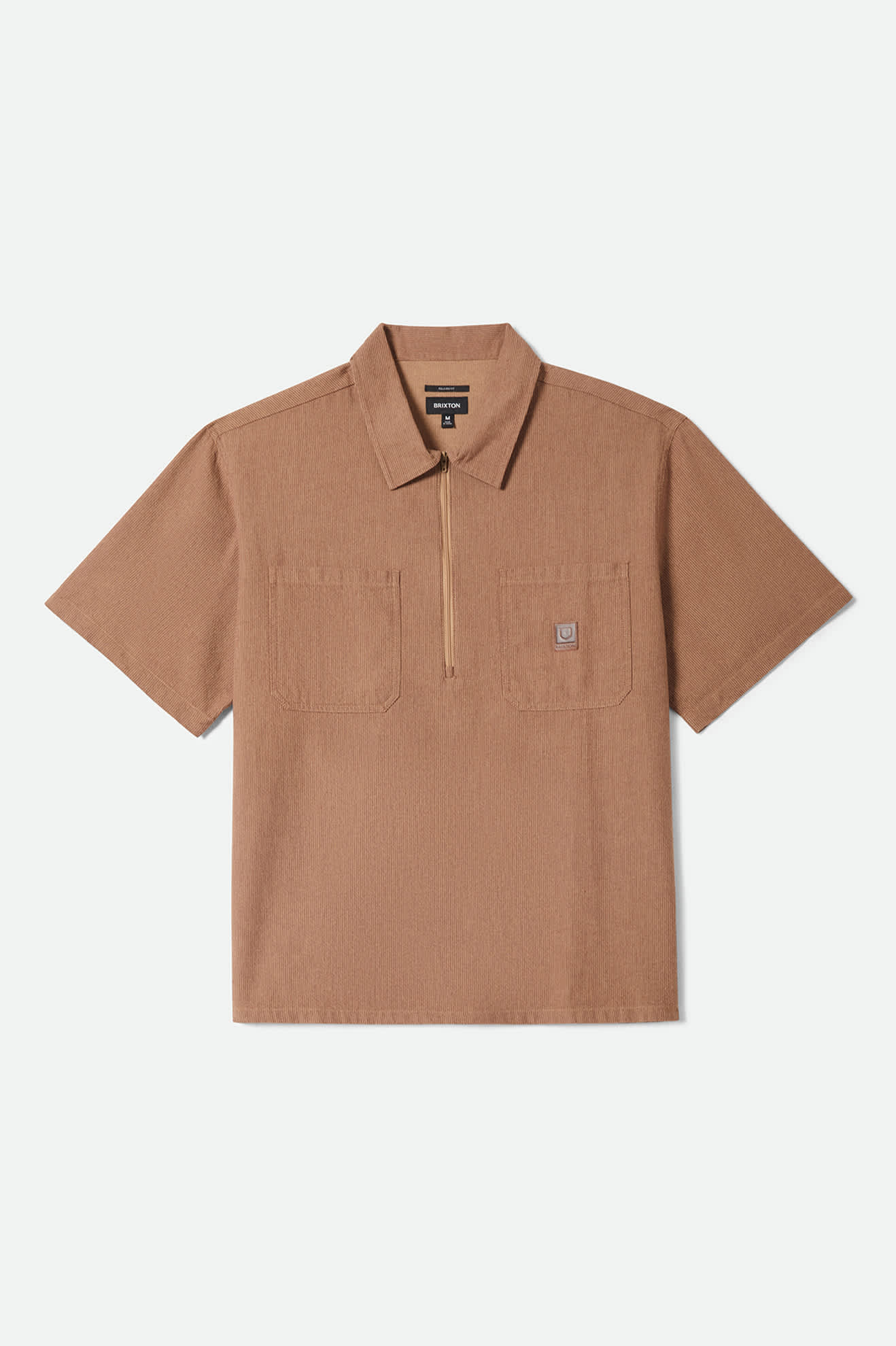 Brakeman Half Zip Short Sleeve Shirt - Brown/Tan Stripe