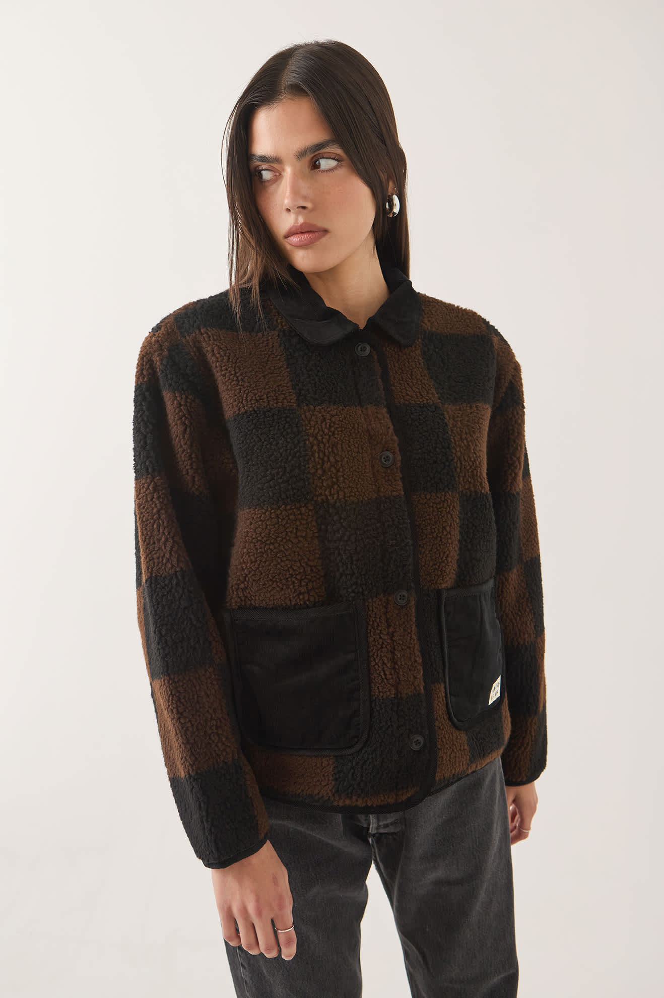 Delilah Quilted Jacket - Black/Brown